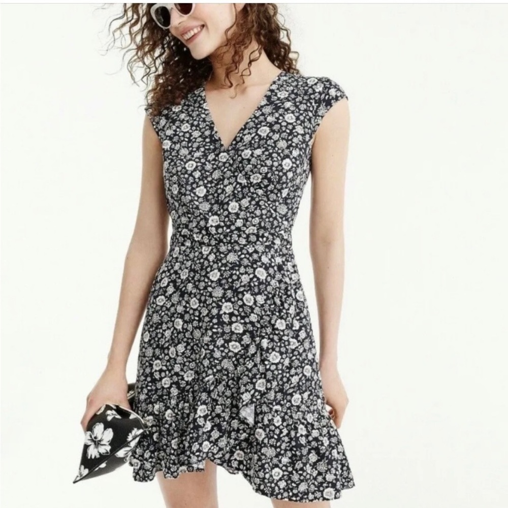 J. Crew Black and White Floral Mini Dress